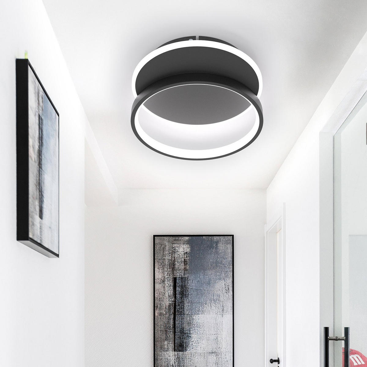 LED-DECKENLEUCHTE Gemini 41/30/6 cm - Schwarz, Metall (41/30/6cm) - Nettlife