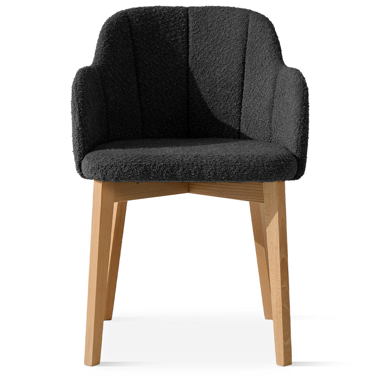POLSTERSTUHL LONIS Esszimmerstühle 2er Set - Eichefarben/Schwarz, Holz/Textil (55/82/54cm) - KONSIMO®