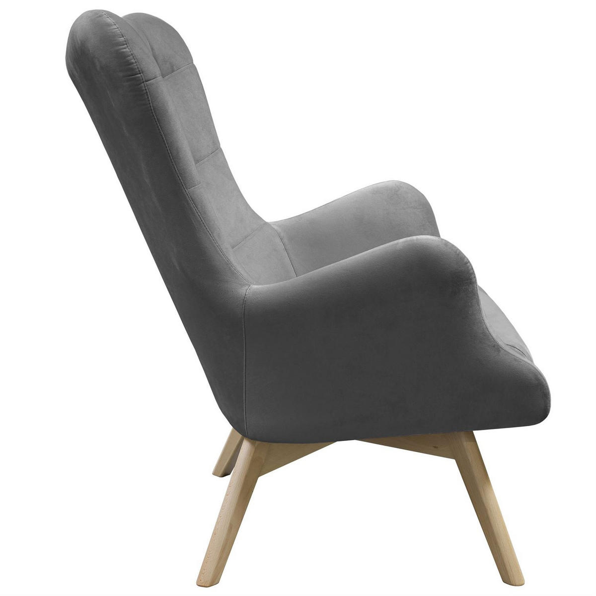 SESSEL SAND mit Buchenbeinen - Dunkelgrau/Buchefarben, Textil (80/105/86cm) - Lookway