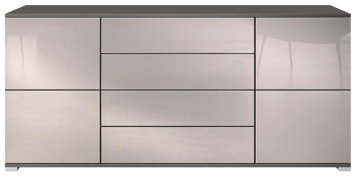 SIDEBOARD Rova Sandgrau Hochglanz - Sandfarben, Holzwerkstoff (166.5/75.5/35cm) - Vladon