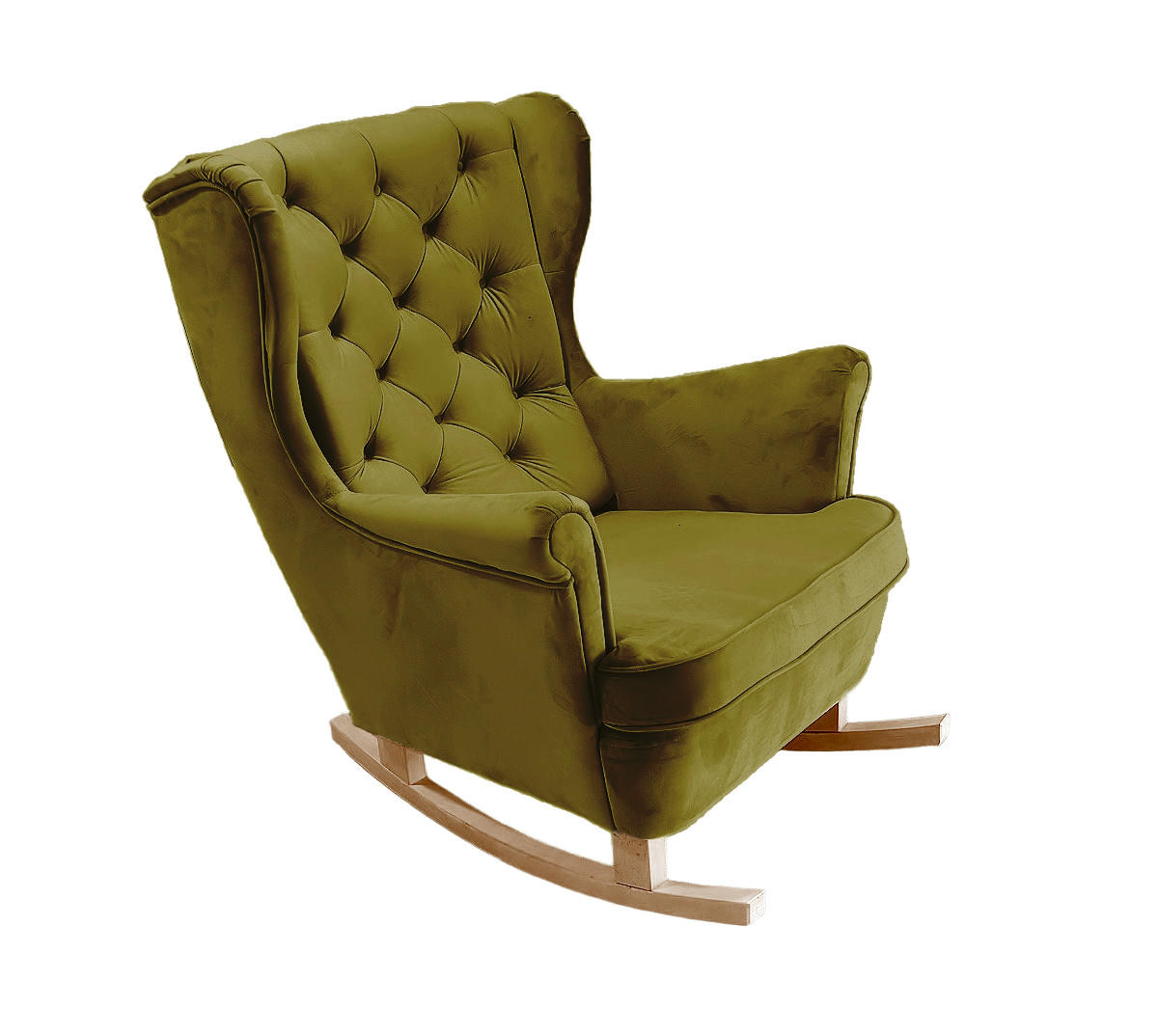 SCHAUKELSESSEL mit gepolstertem Sitz und Armlehnen, 102x81x95 cm, Grün_29846 - Buchefarben/Pinienfarben, Holz/Textil (81/102/95cm) - DomoHome