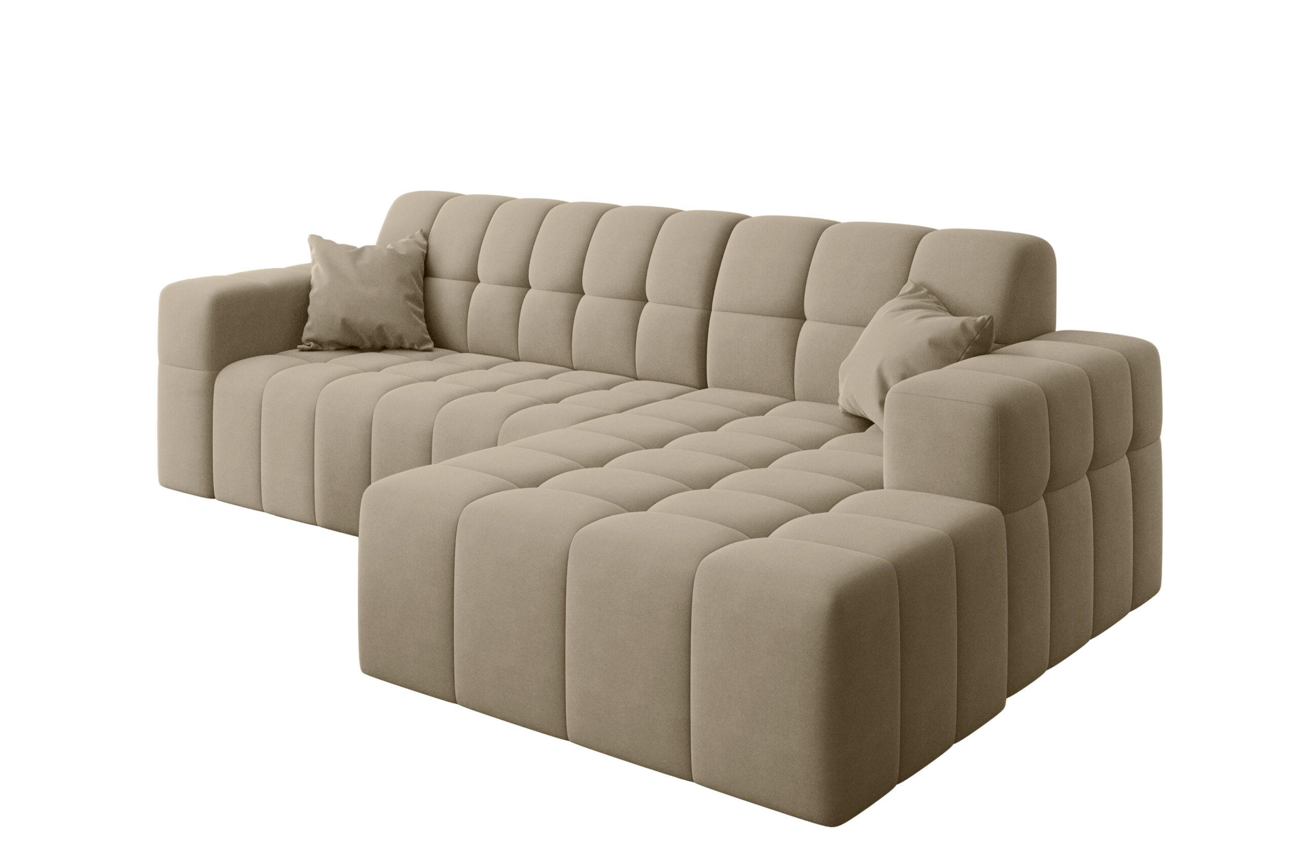 ECKSOFA L-förmiges Nimes Velours Stoff Beige Rechts - Beige, Holz/Kunststoff (265/168cm) - Kaiser Möbel
