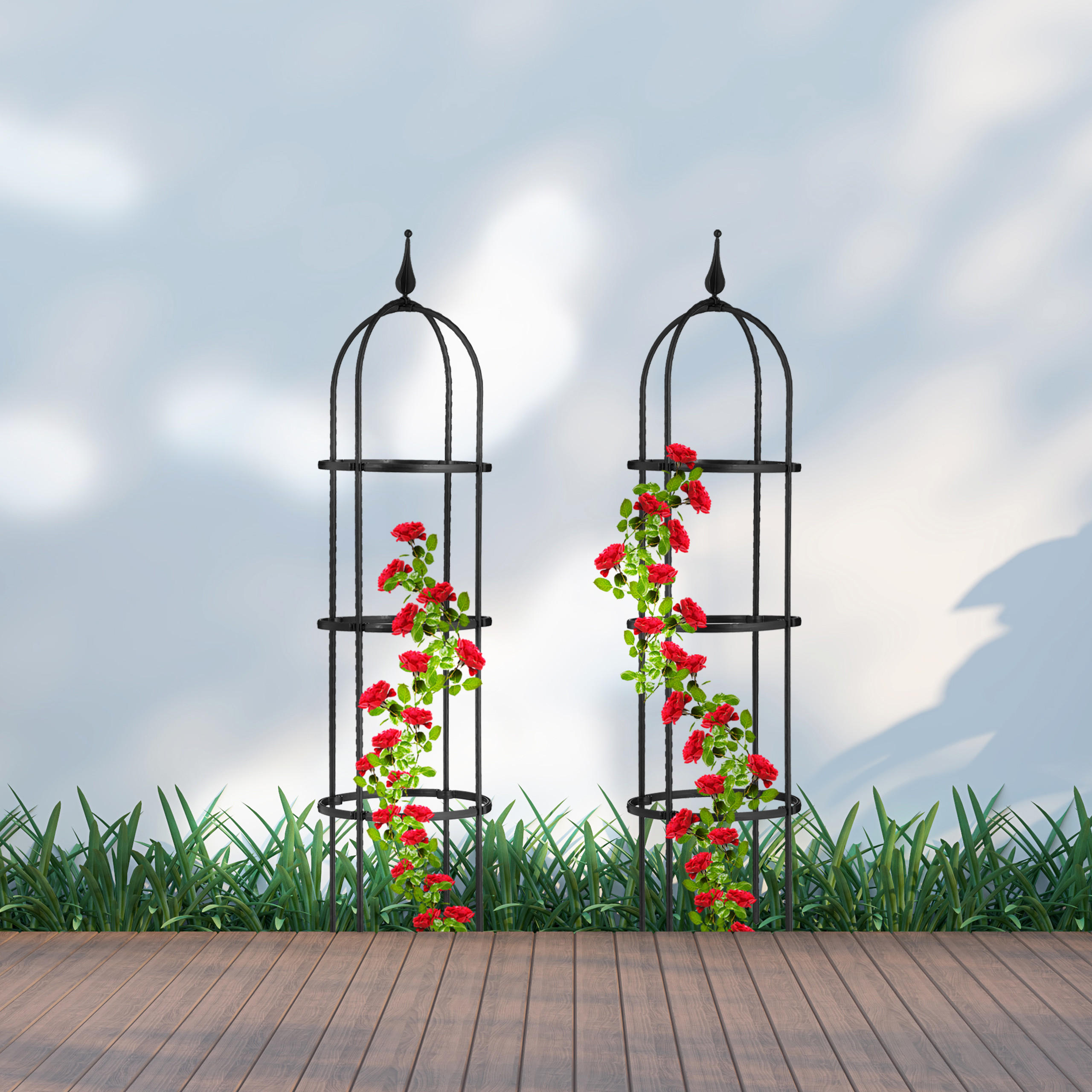 2XRANKHILFE - Schwarz, Kunststoff/Metall (25/100/25cm) - Relaxdays