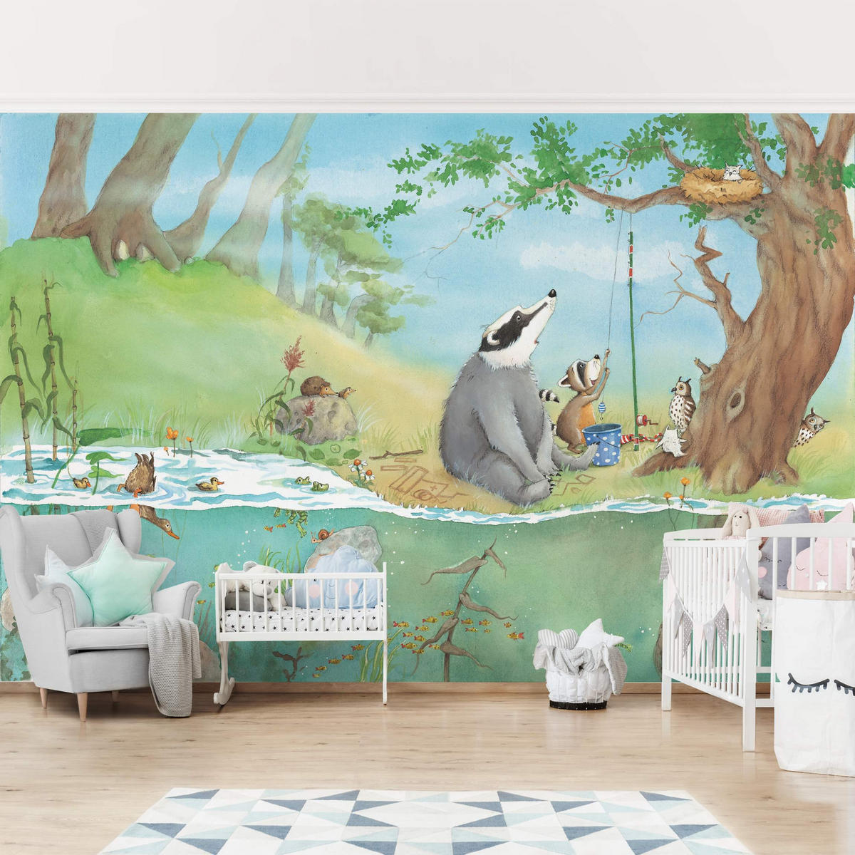 FOTOTAPETE Wassili Waschbär - Ein Fahrstuhl für Elsa 432/290 cm - Rosa, Papier (432/290cm) - Bilderwelten