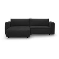 ECKSCHLAFSOFA Carlos schwarz - Schwarz, Kunststoff/Textil (265/170cm) - Beautysofa