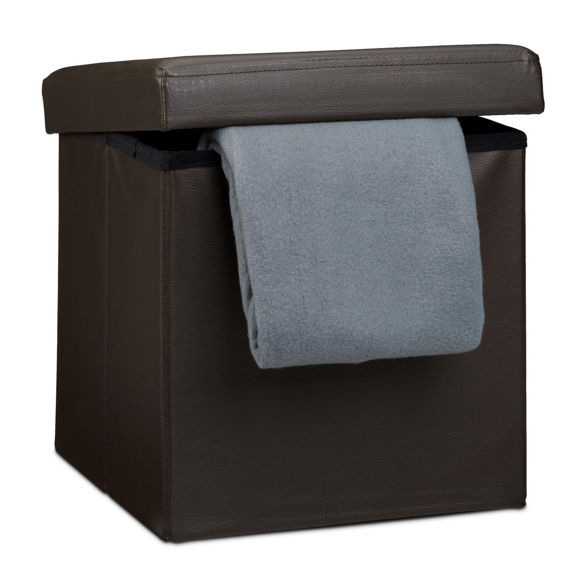 FALTBARER Sitzhocker - Braun, Holzwerkstoff/Kunststoff (38/38/38cm) - Relaxdays
