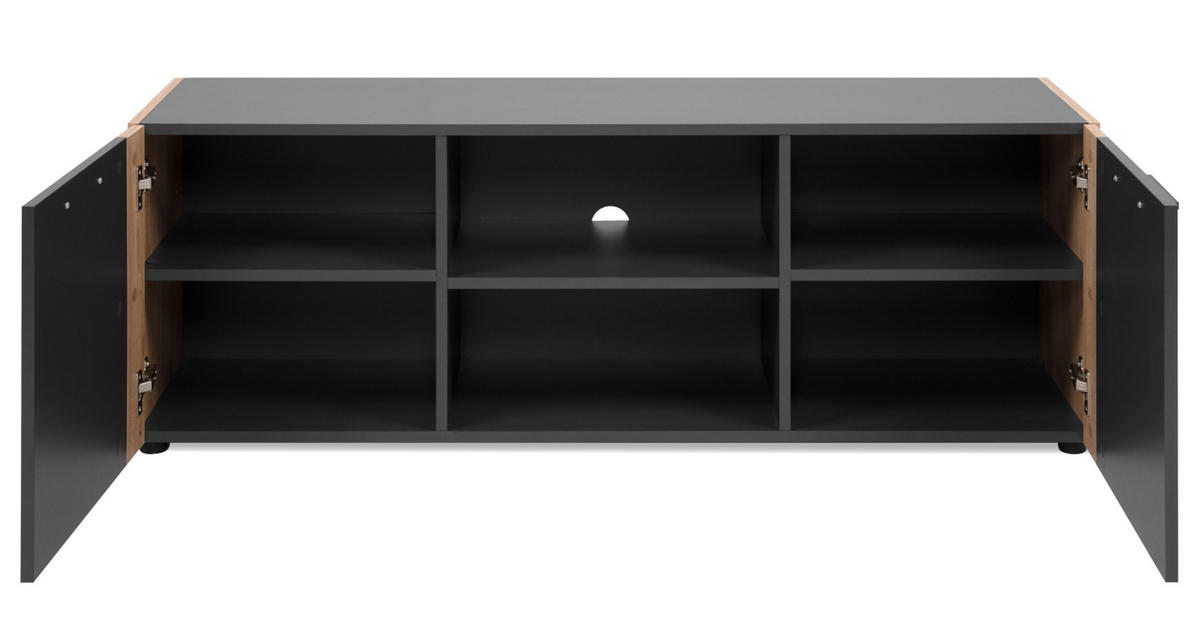 TV-LOWBOARD dunkelgrau, Artisan Eiche 138 cm, TV Unterteil in modernem Design - Anthrazit/Schwarz, Holzwerkstoff/Kunststoff (138/47.5/34.5cm) - Furn.Design