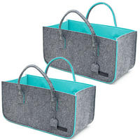 FILZTASCHE Kaminholzkorb - 2er Set - 50x25x25cm - Shopper Einkaufstasche - Grau, Kunststoff (50/25/25cm) - Dunedesign