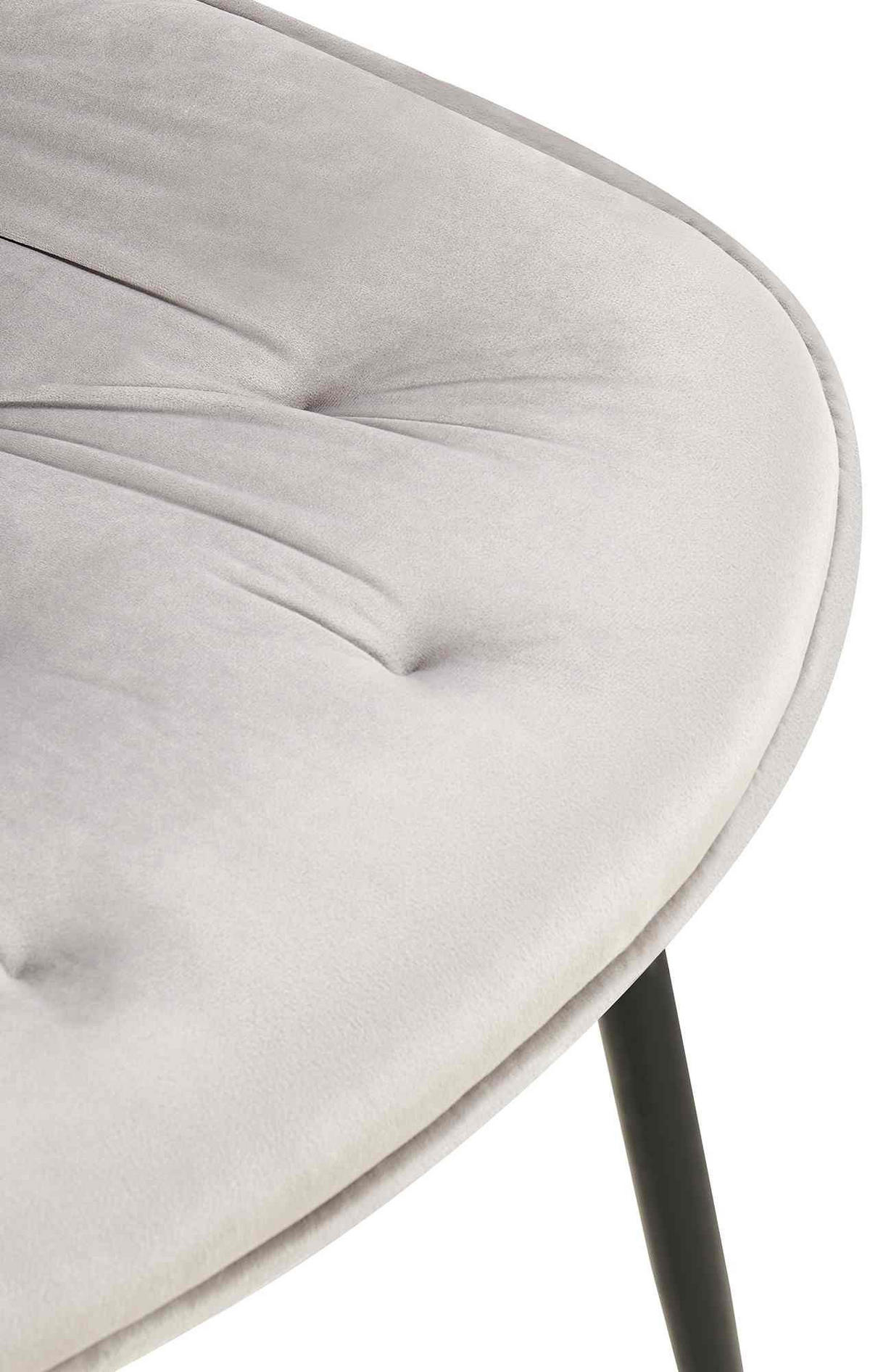 STUHL 2er Set Samt grau - Schwarz/Grau, Textil/Metall (52/84/59cm) - CLP