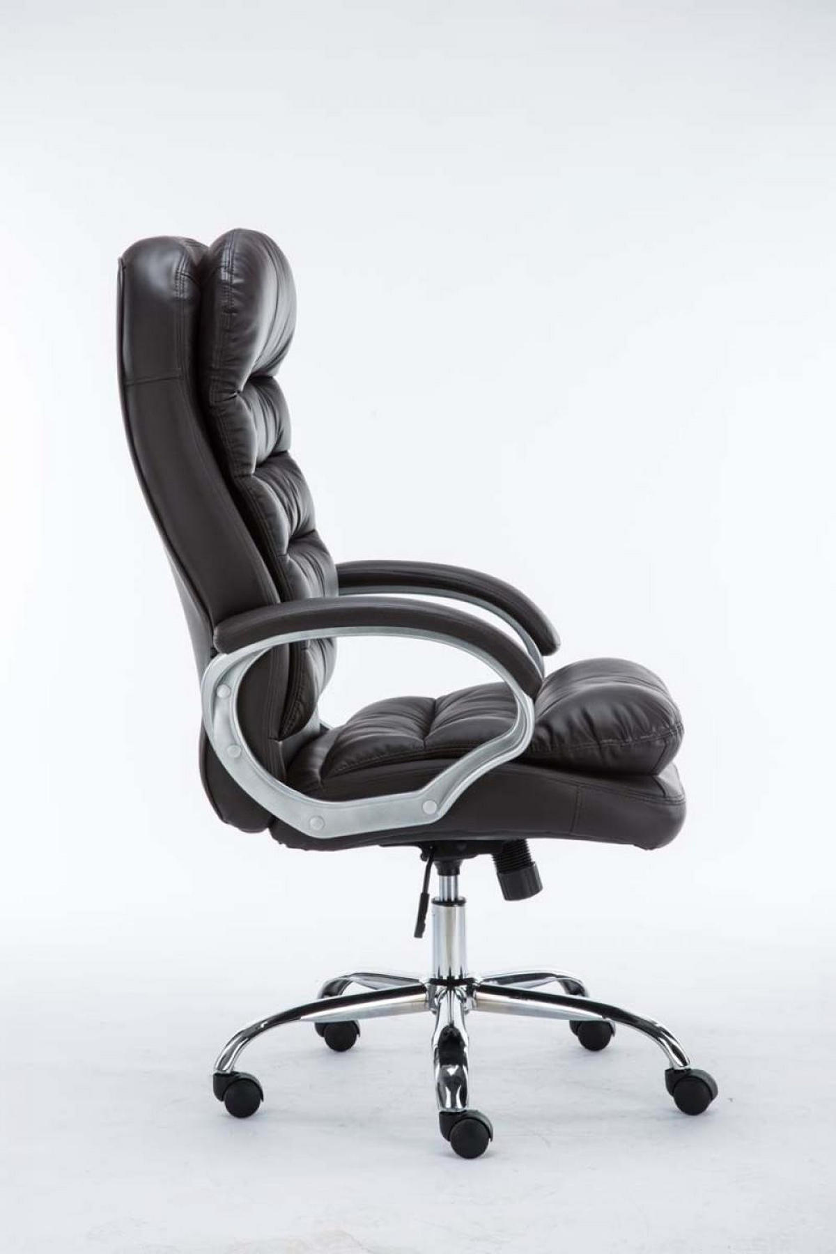 CHEFSESSEL Lederlook braun - Chromfarben/Braun, Textil/Metall (68/116/77cm) - CLP