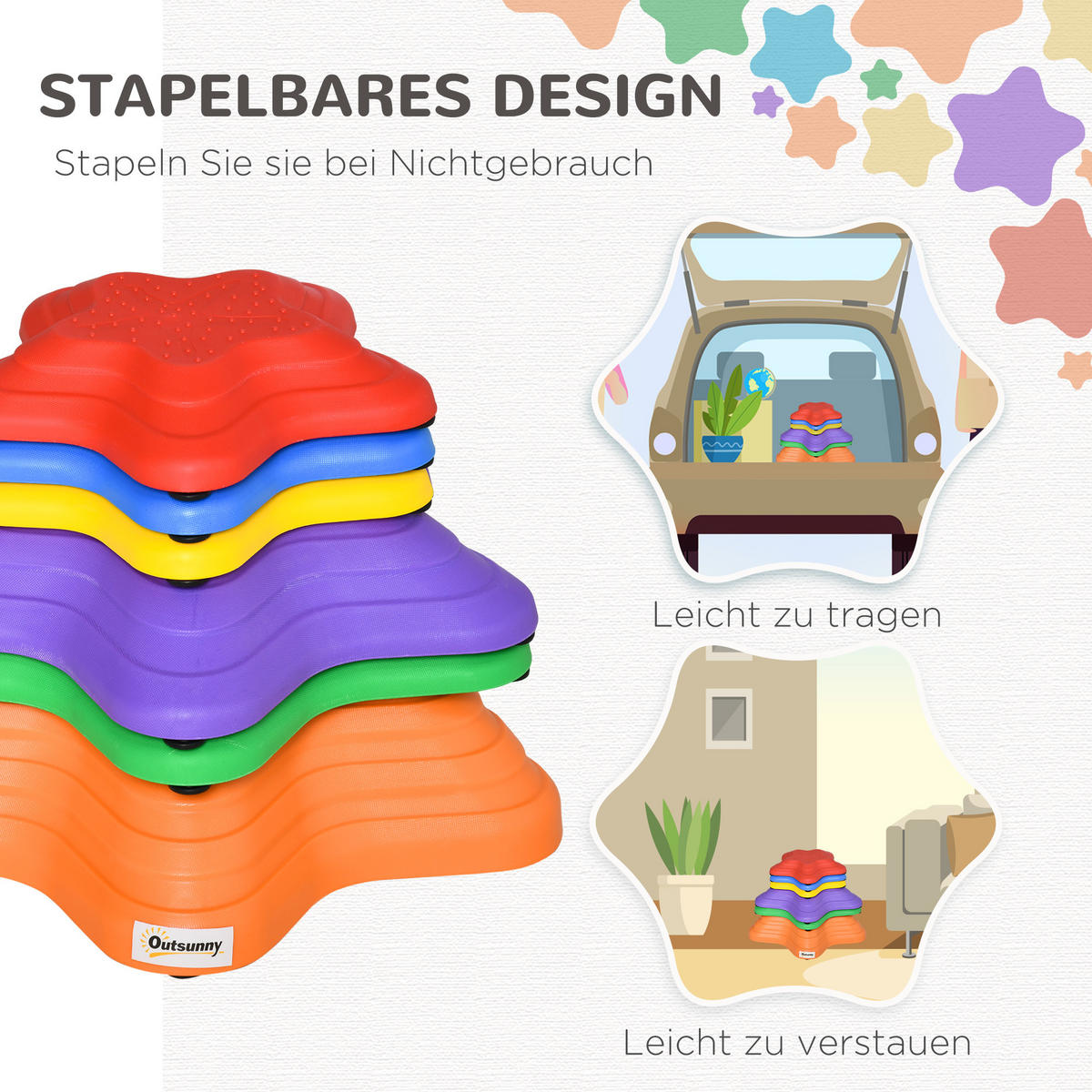 FLUSSSTEINE, Kunststoff, Mehrfarbig, 36,5L x 36,5B x 16H cm - Multicolor, Kunststoff (36.5/16/36.5cm) - Outsunny