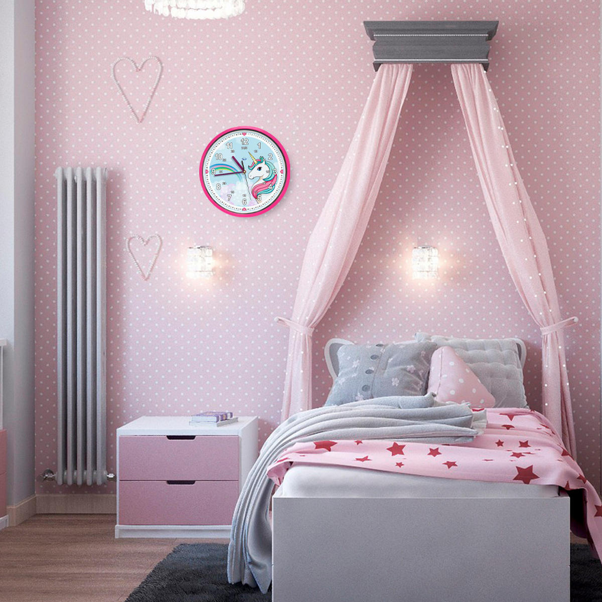 KINDERWANDUHR Einhorn - die Wanduhr für Kinder in Pink - Pink, Kunststoff (3.8/29/29cm) - Bruni