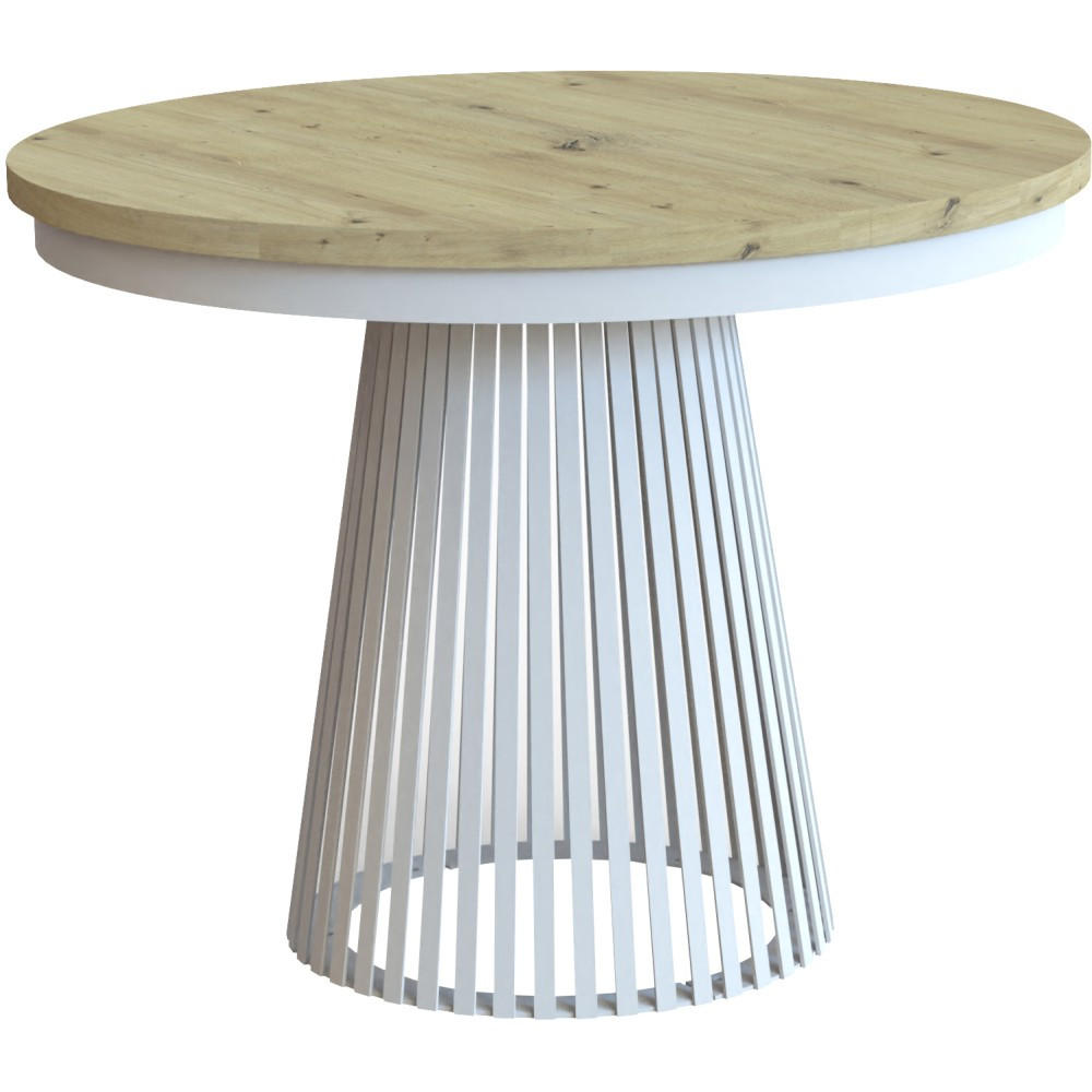 ESSTISCH Lumi, Runder, mit Metallbeinen, eiche Artisan+Weiß - Weiß/Eiche Artisan, Holzwerkstoff/Metall (100/100/77cm) - Beautysofa
