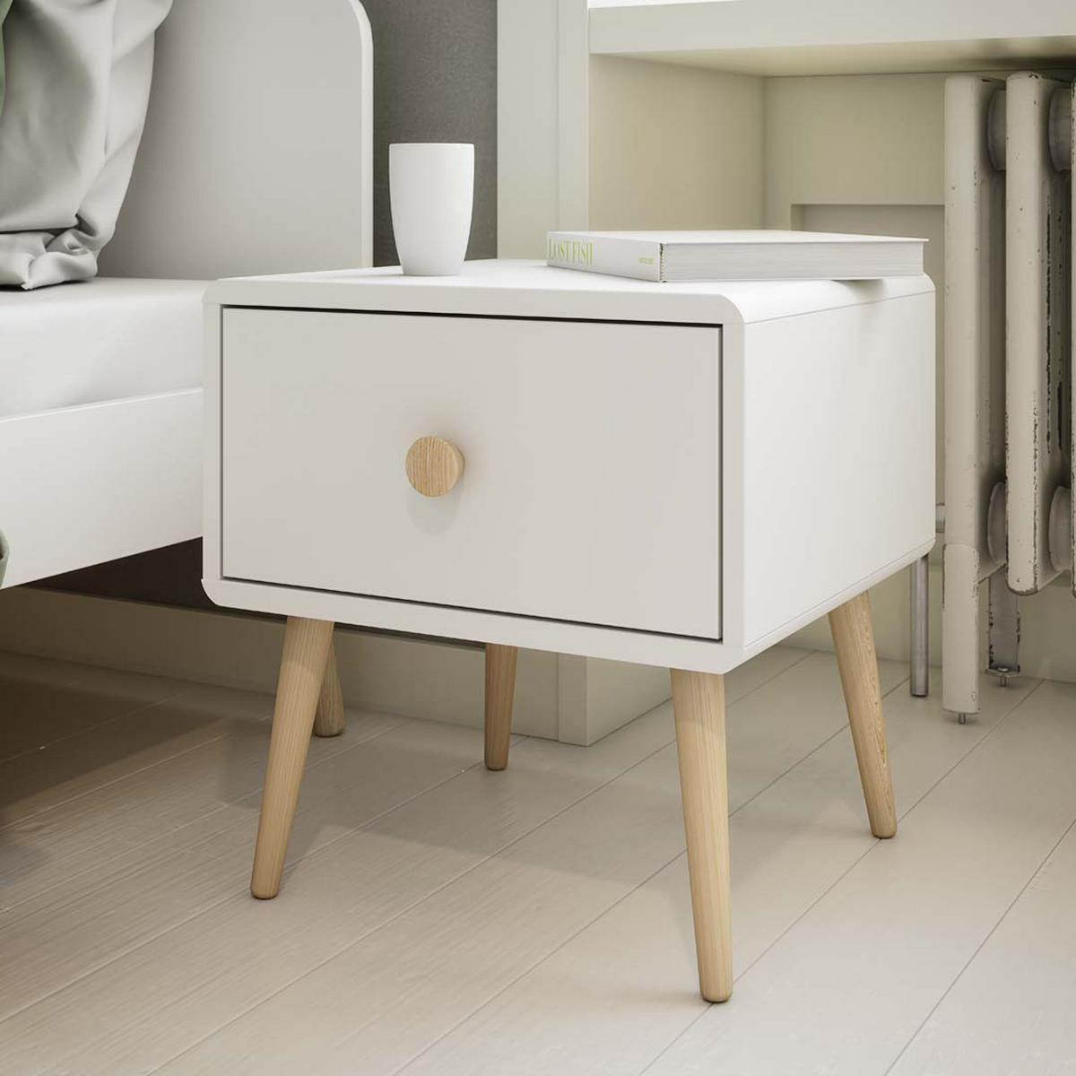 NACHTTISCH weiß - Weiß, Holzwerkstoff (42/44/40cm) - ebuy24