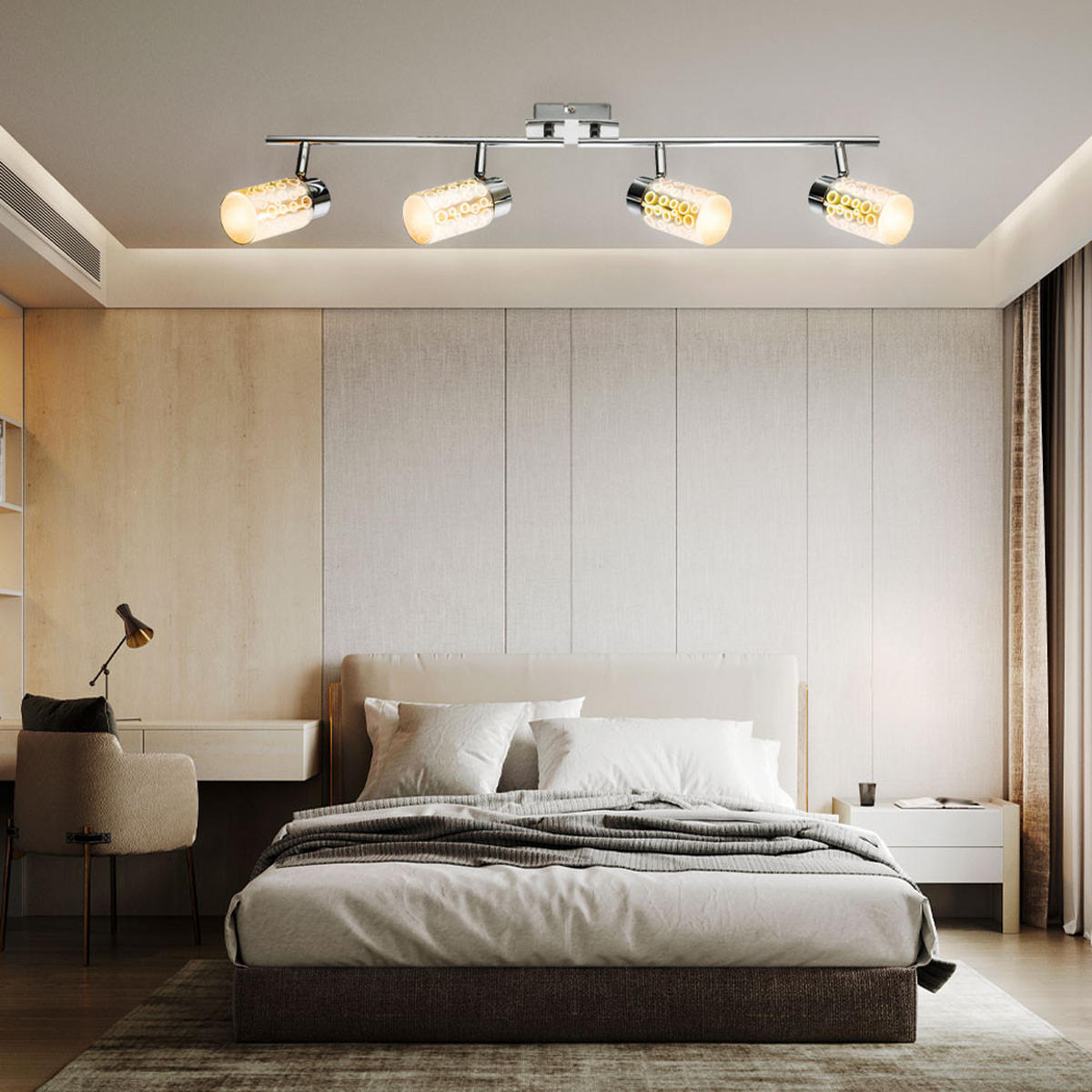 LED DECKENLEUCHTE Silber 3D Effekt bewegliche Spots - Silberfarben, Glas (72/6/15cm) - Globo Lighting