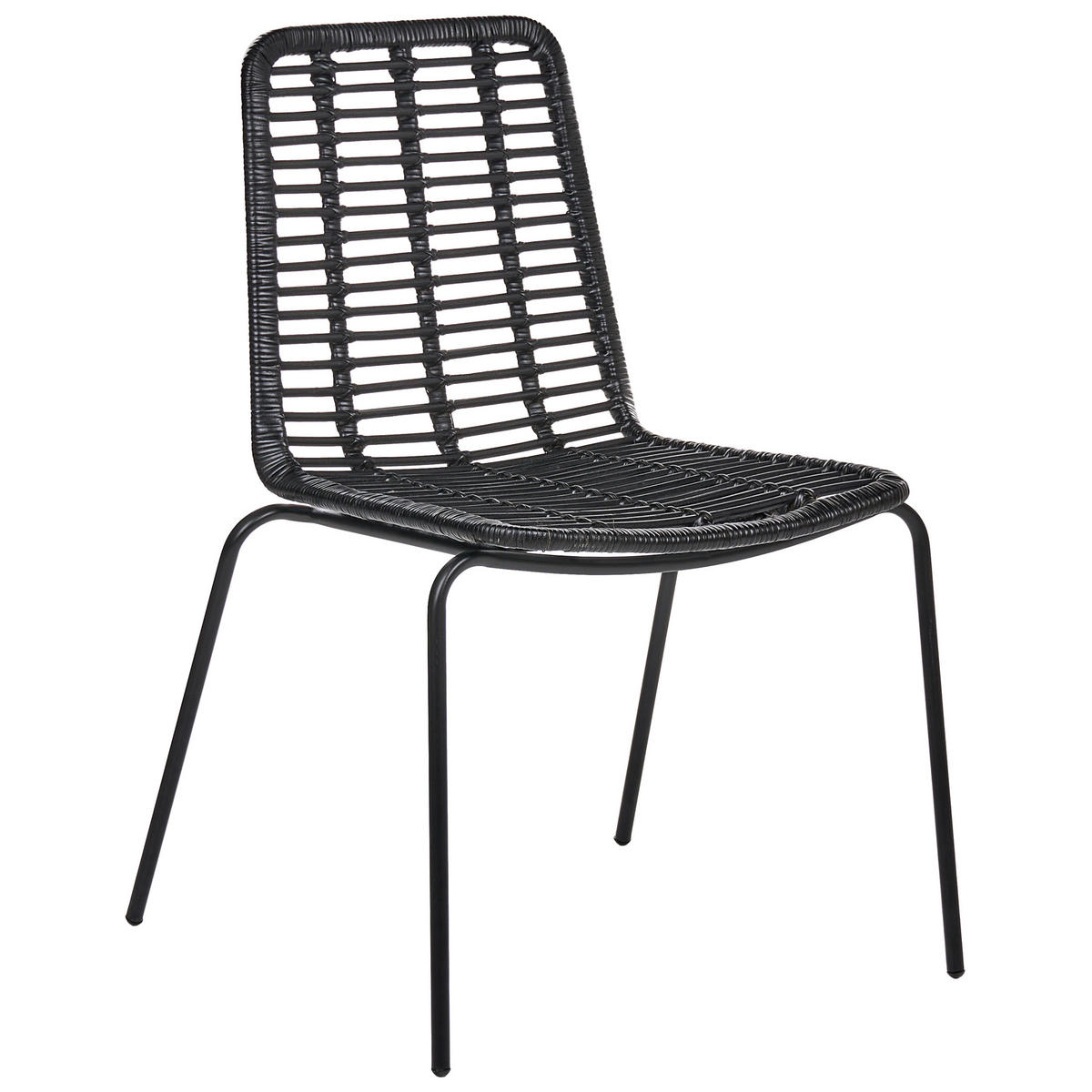 ESSZIMMERSTUHL 2er-Set Rattan Schwarz Taos - Schwarz, Naturmaterialen (56/82/55cm) - Beliani
