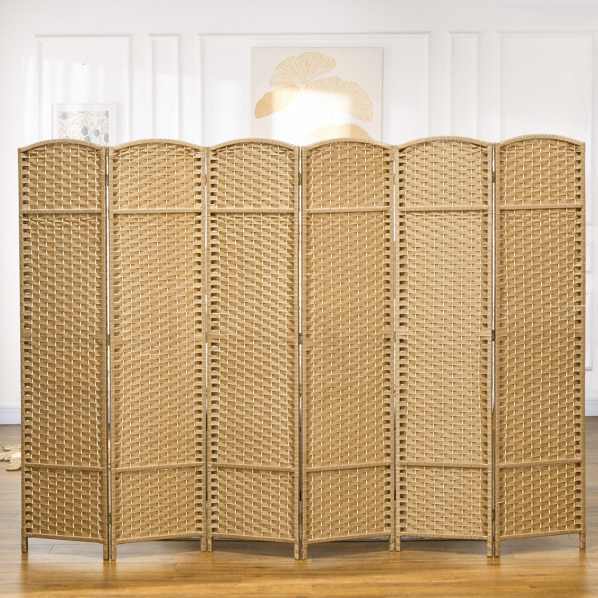 PARAVENT 6-teilig 240 x 170 cm Raumteiler Trennwand aus Bambus Natur - Naturfarben, Holzwerkstoff (1.6/170/1.6cm) - HOMCOM