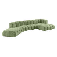 ECKSOFA Modulares In L-Form, Velvet-Stoff Riviera, Olive, Rechts, GRAND Round - Olivgrün, Holz (445/179cm) - Kaiser Möbel