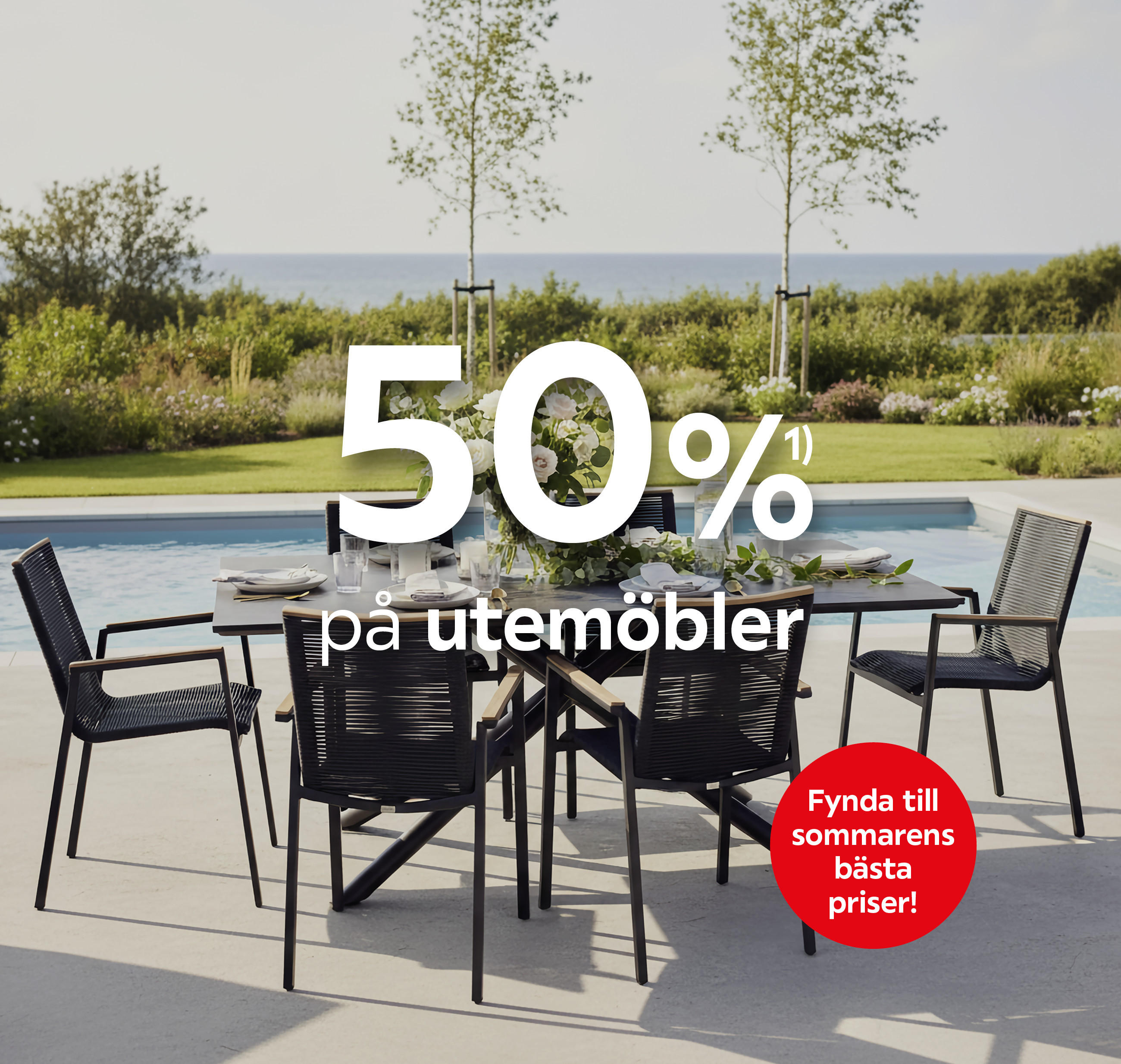 50%¹⁾ på utemöbler 