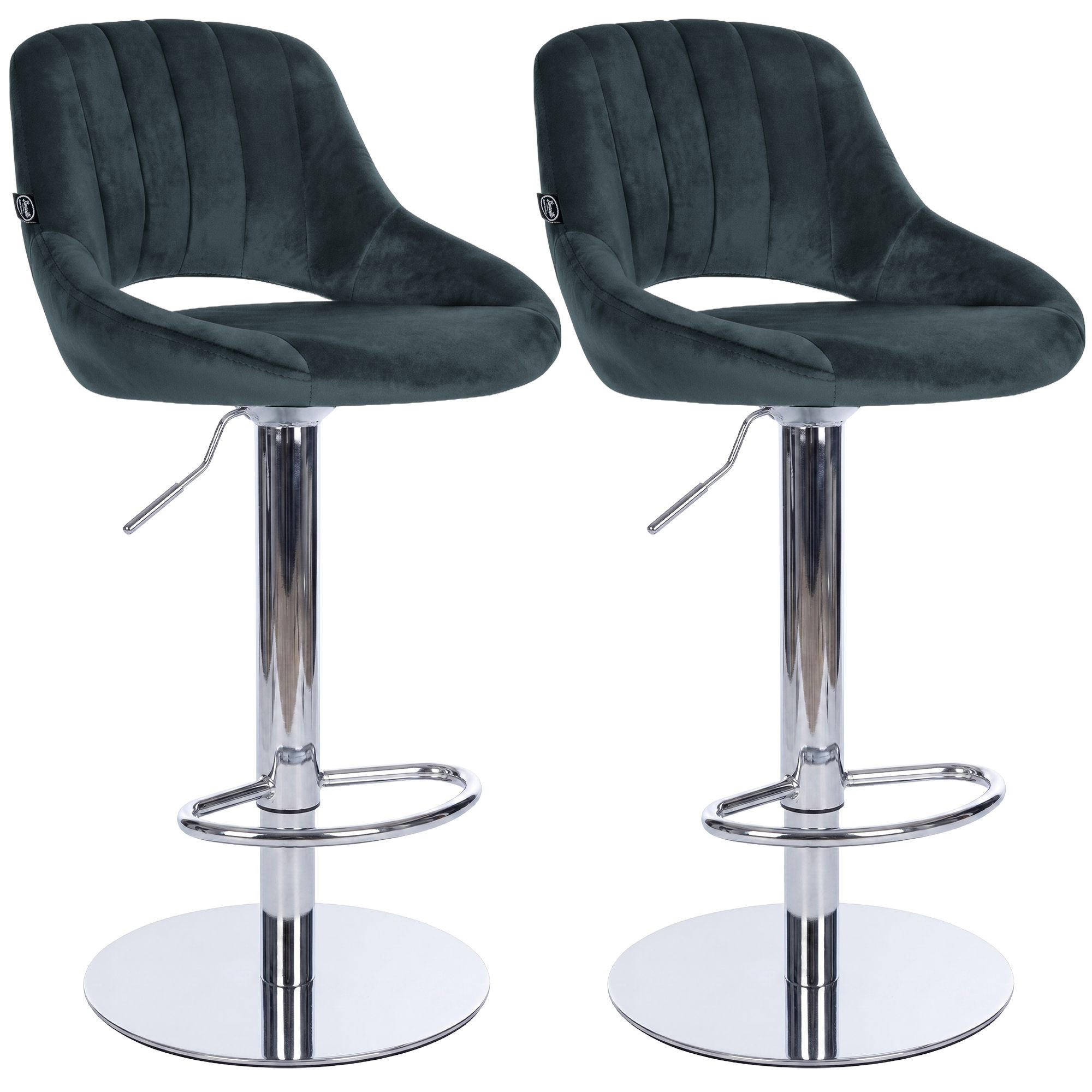 BARSTOL Milet i krom med extra tung bas, set om 2 - Kromfärg/Mörkgrå, Textil/Metall (47/83/48cm) - CLP