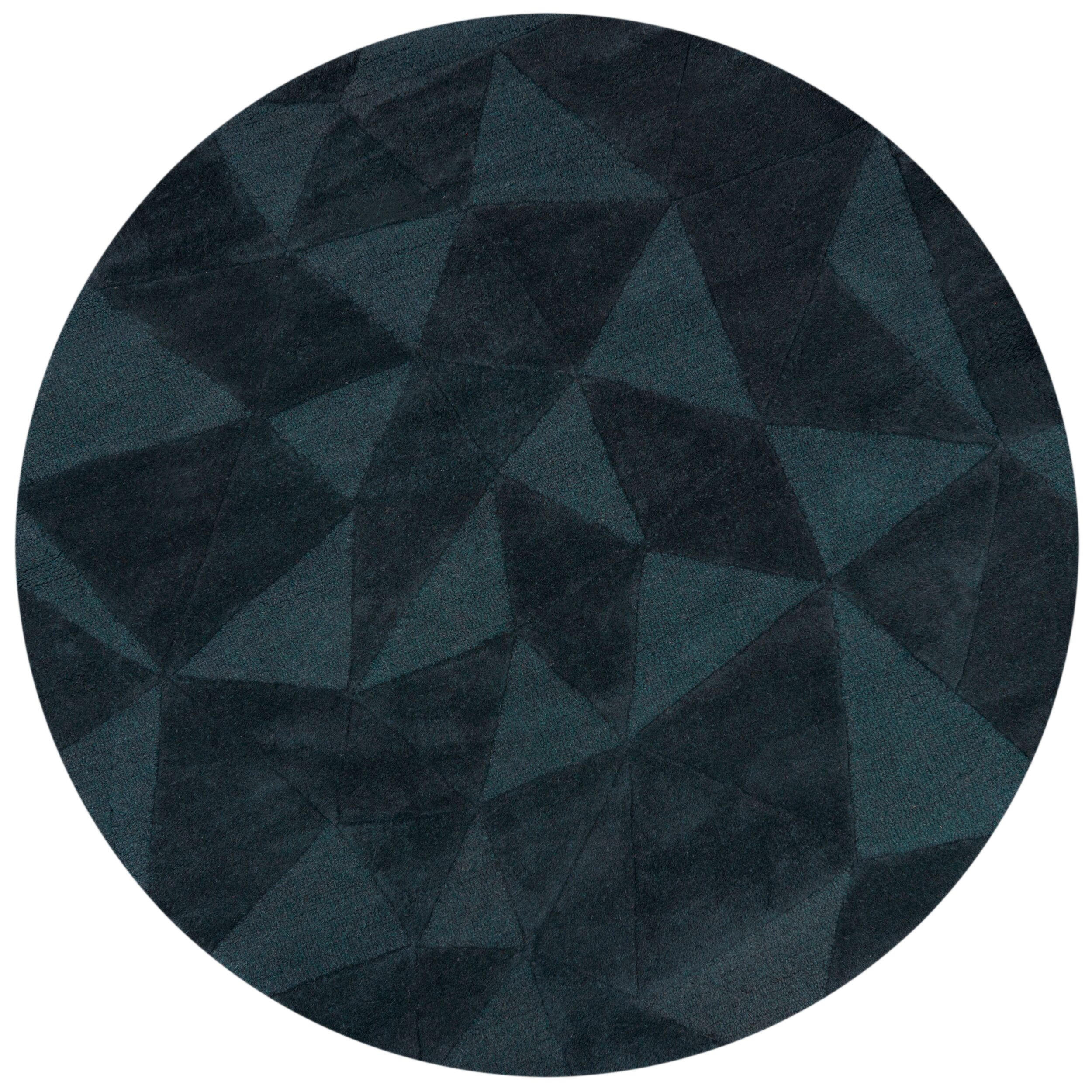 WOLLTEPPICH Hoch-Tief-Design, designstark DEBEN TROY - Türkis, Textil (160/160cm) - KADIMA DESIGN