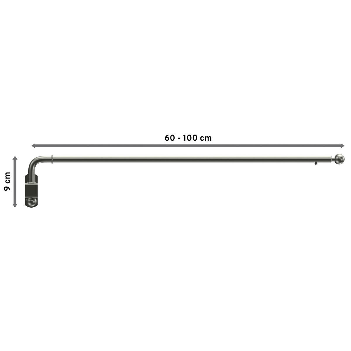 SCHWENKSTANGE/SCHWENKARM-GARDINENSTANGE Cassina 60-100 cm, 13/9 mm Ø, Edelstahl-Optik - Edelstahlfarben, Metall (100cm) - INTERDECO