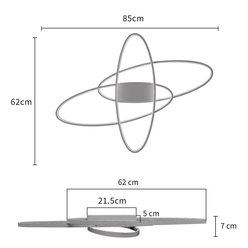 Thumbnail - ZMH Led-Deckenleuchte, Weiß, Metall, Mode, Oval, 62x7x85 cm, Lampen & Leuchten, LED Beleuchtung, LED-Deckenleuchten