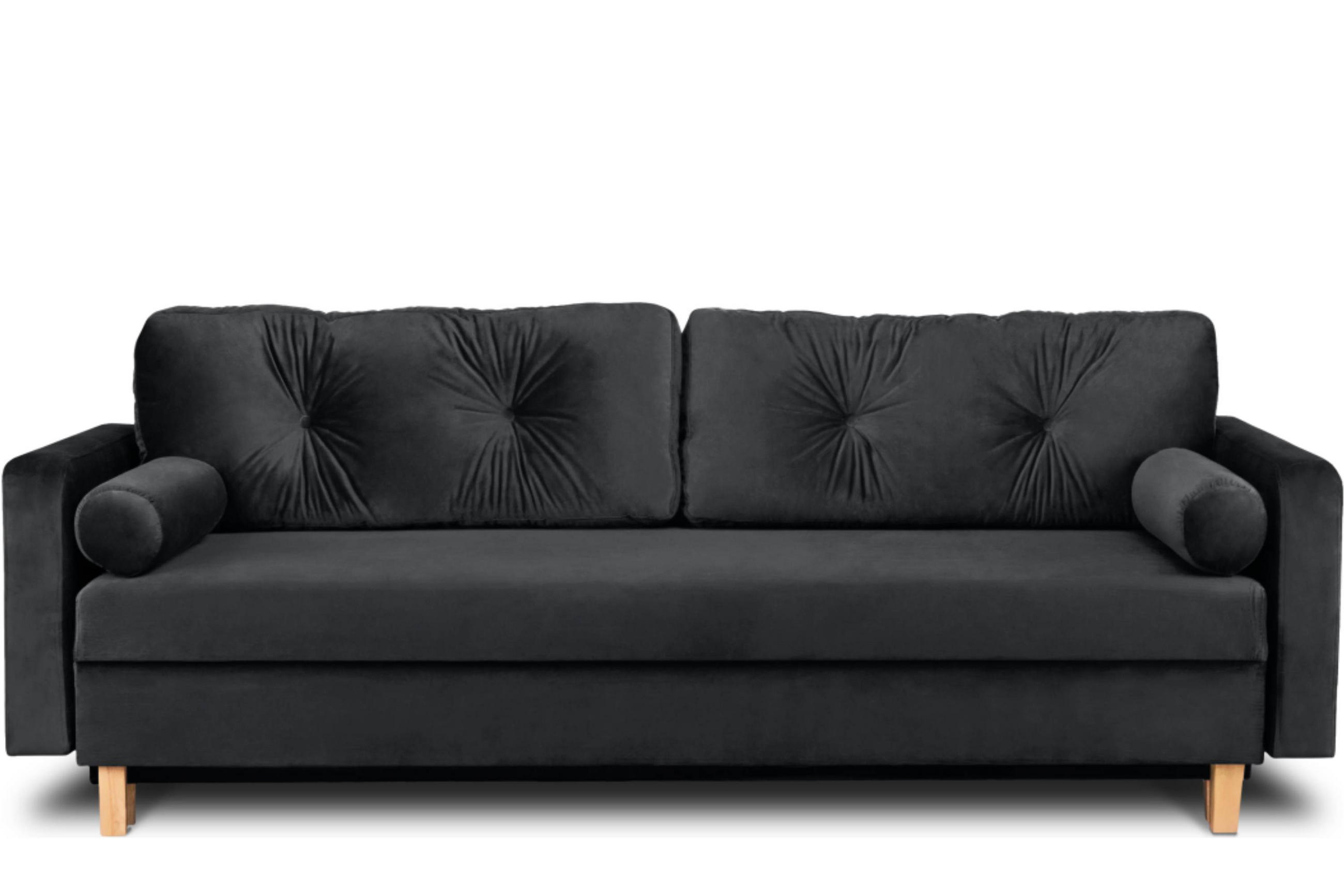 3-SITZER-SCHLAFSOFA ERISO mit weiche Sitzfläche und hohe Rückenlehne, Velour-Stoff, graphit - Graphitfarben/Braun, Textil (220/80/100cm) - KONSIMO®