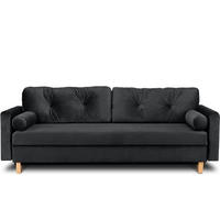 3-SITZER-SCHLAFSOFA ERISO mit weiche Sitzfläche und hohe Rückenlehne, Velour-Stoff, graphit - Graphitfarben/Braun, Textil (220/80/100cm) - KONSIMO®