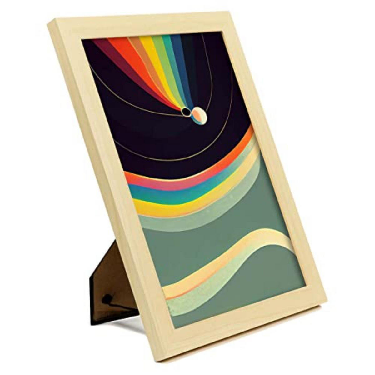 POSTER Set mit 4 Abstrakt Kugel Moderne Galaxien A4 Rahmen aus hellem Holz - Beige, Papier (29.7/3cm) - Nacnic