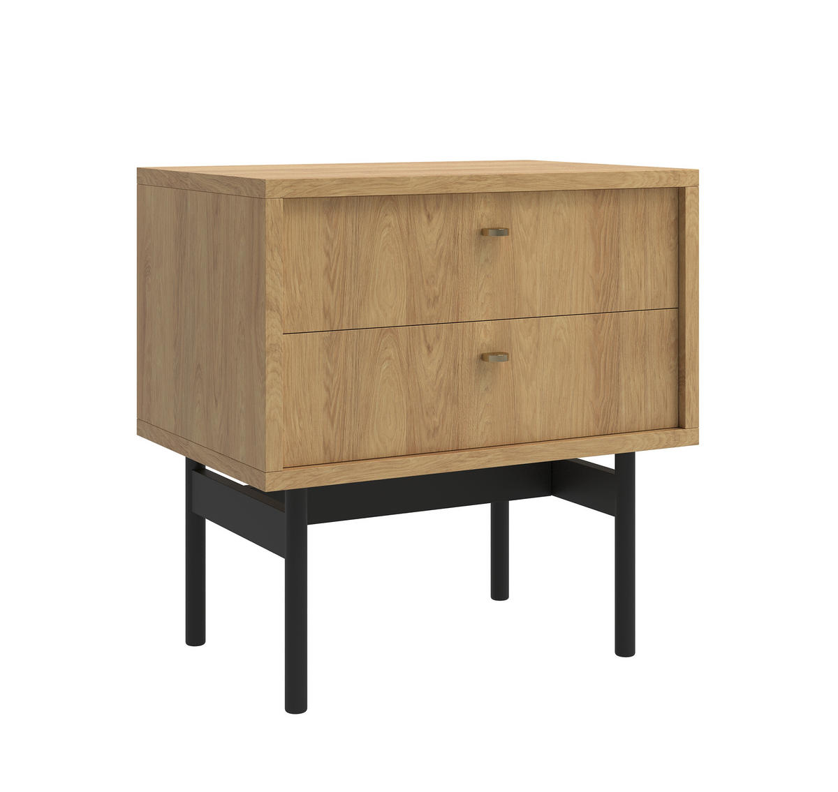 NACHTTISCH Olar Holzoptik Hickory Natur 55 cm - Beige/Goldfarben, Holzwerkstoff/Metall (55/57/38cm) - Selsey