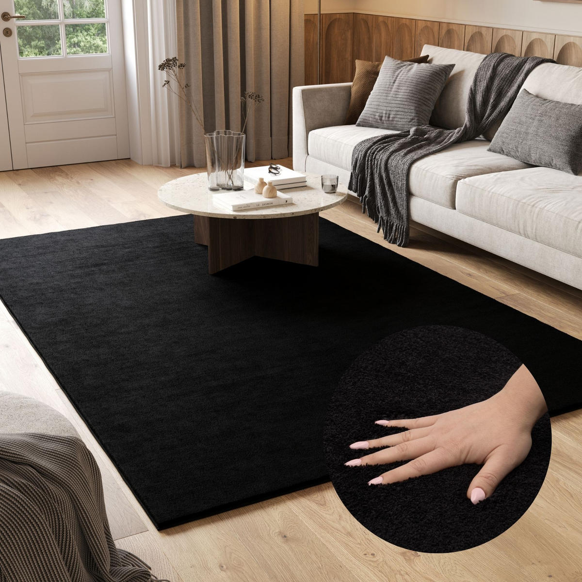 TEPPICH CUDDLE Schwarz 200/290 cm - Schwarz, Kunststoff (200/290cm)