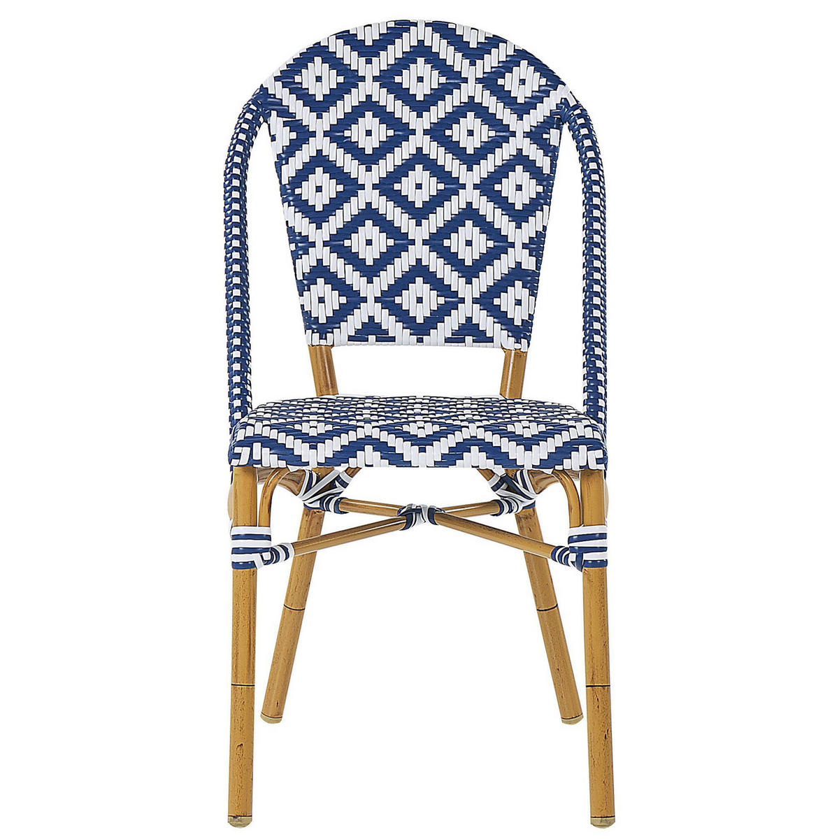 RATTANSTUHL 4er-Set blau/weiß Rifreddo - Blau/Beige, Kunststoff (46/88/55cm) - Beliani