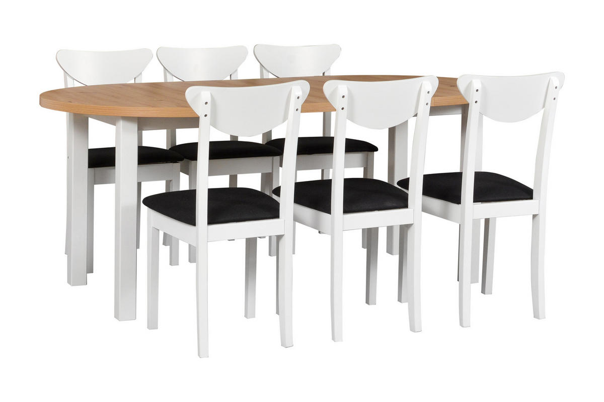 ESSZIMMERSTUHL 4x "HUGO 3", weiss,neve 100 - Schwarz/Weiß, Holz (43/87/40cm) - Leaf Design