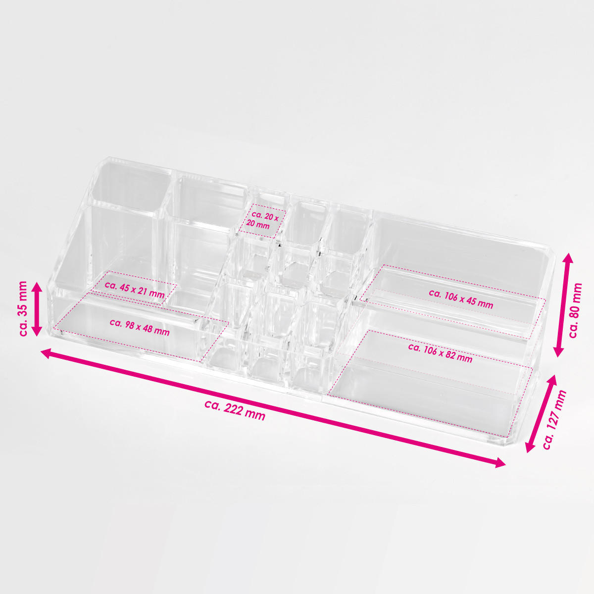 KOSMETIKORGANIZER, mit Fächern und Ablageflächen - Transparent, Kunststoff (30.5/9/9cm) - bremermann