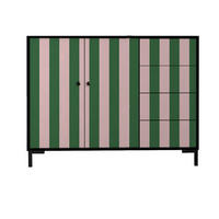 KOMMODE mit 2 Türen und 4 Schubladen aus MDF mit Walddruck WILMA - Pink, Holzwerkstoff (45/84/113cm) - RNT By Really Nice Things