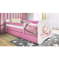 KINDERBETT Süße Träume 80x160 cm mit Schublade, Rausfallschutz & Lattenrost, Rosa - Rosa, Holzwerkstoff (80/160cm) - RAUMHIRSCH FURNITURE