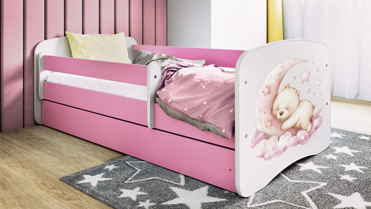 KINDERBETT Schlafen mit Schublade 180/80 90/61/184 - Rosa, Holzwerkstoff (80/180cm) - RAUMHIRSCH FURNITURE