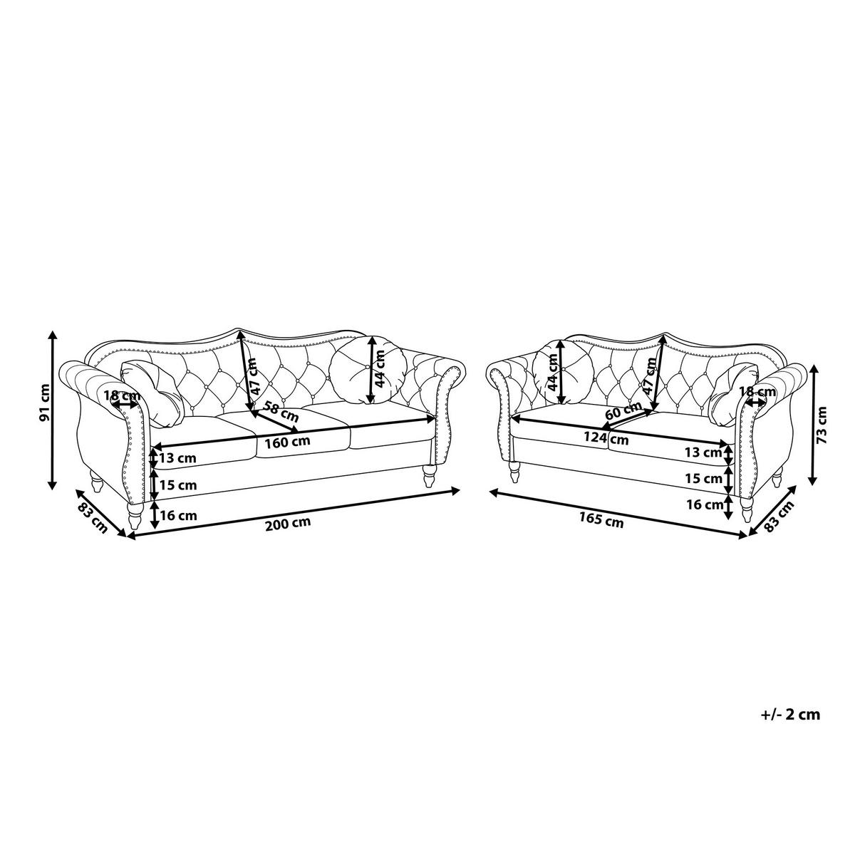 SOFA-SET 5-sitzer Samtstoff Rot Skien - Rot, Textil (200/91/83cm) - Beliani