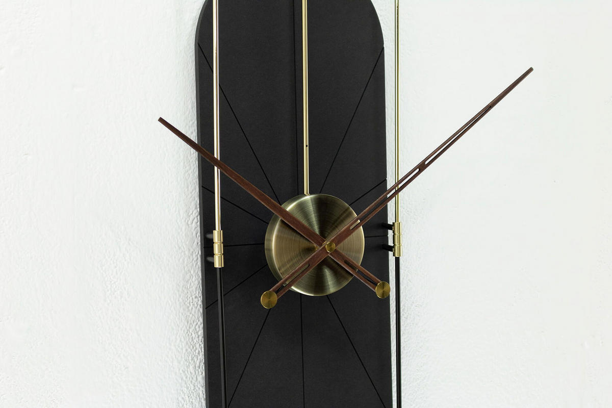 WANDUHR Design Schwarz 20/90 cm - Schwarz, Holzwerkstoff/Metall (20/90/2cm) - ONZENO