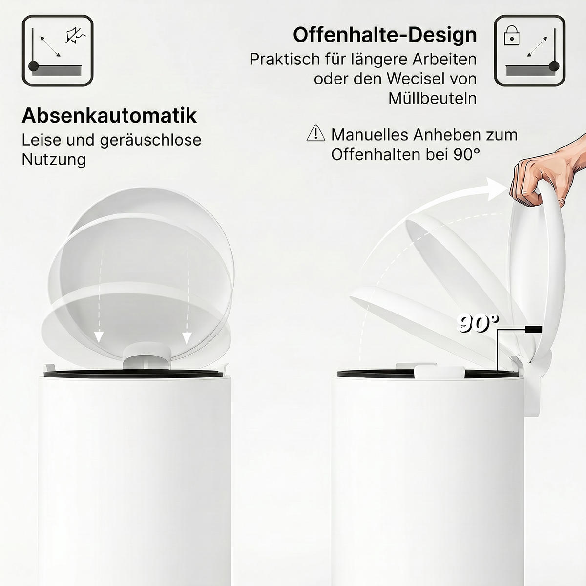 ABFALLEIMER Weiß 1 Stück - Weiß, Metall (30/44.5/36cm) - GiPP