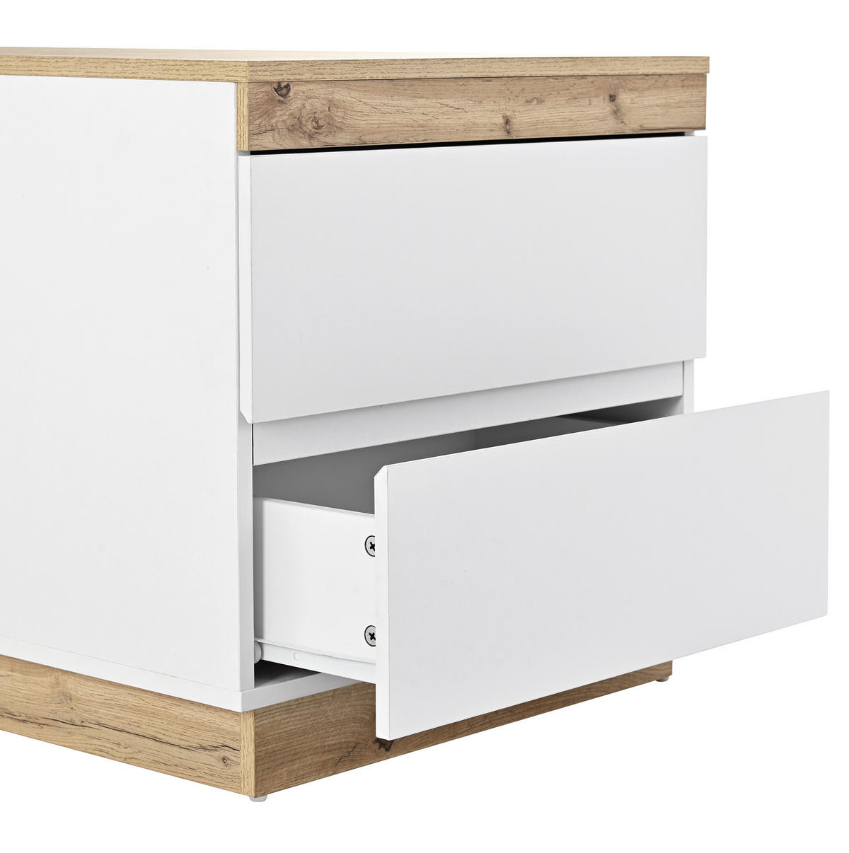 NACHTTISCH 2 Schubladen 50/40/55 cm weiß in Eicheoptik - Eichefarben, Holzwerkstoff (40/55/55cm) - OKWISH