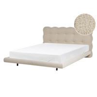 BETT mit Lattenrost 140/200 Bouclé Beige Soulisse - Beige/Schwarz, Textil (140/200cm) - Beliani
