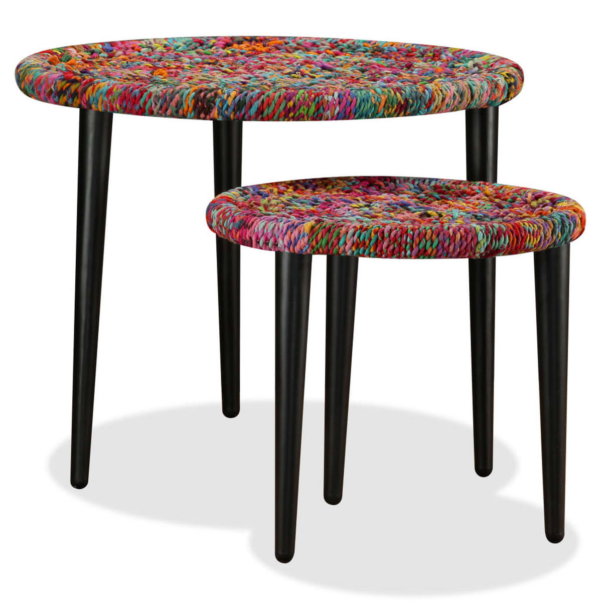 2-TLG. Couchtisch-Set Chindi-Details Mehrfarbig - Multicolor, Textil (59/59/47cm) - furnicato