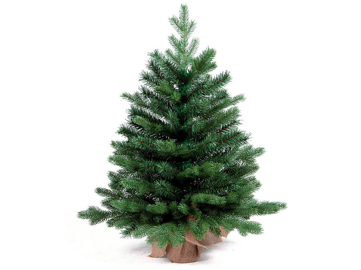 WEIHNACHTSBAUM künstlicher 60 cm mit LED-Beleuchtung, ROSENZAUBER II, mit 37 Weihnachtsbaumschmuck, Pflanztopf mit Jutesack - Pink/Goldfarben, Kunststoff/Stein (40/60cm) - LAALU