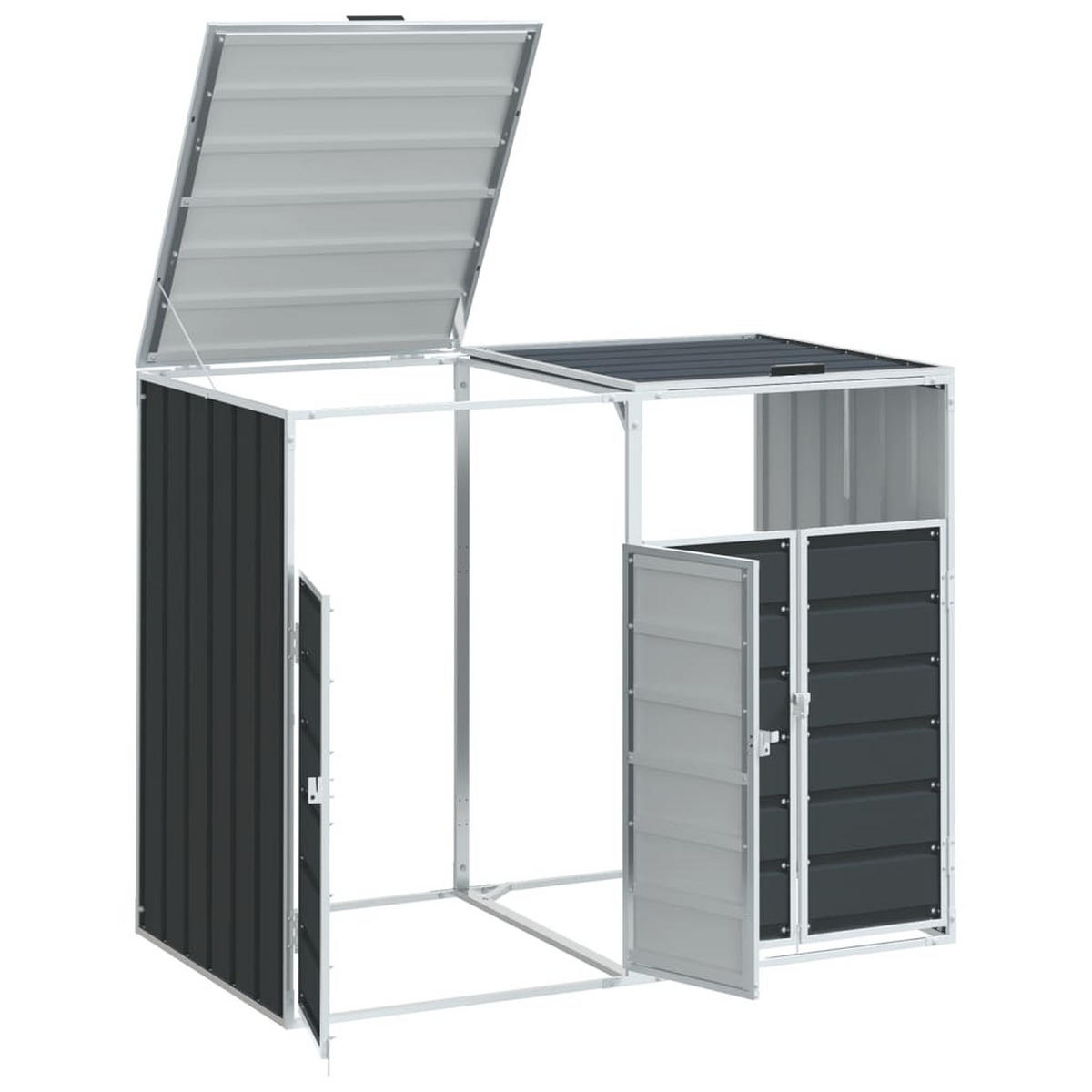 MÜLLTONNENBOX Für 2 Tonnen Anthrazit 144/81/113 Cm Stahl - Anthrazit, Metall (81/113/144cm) - vidaXL