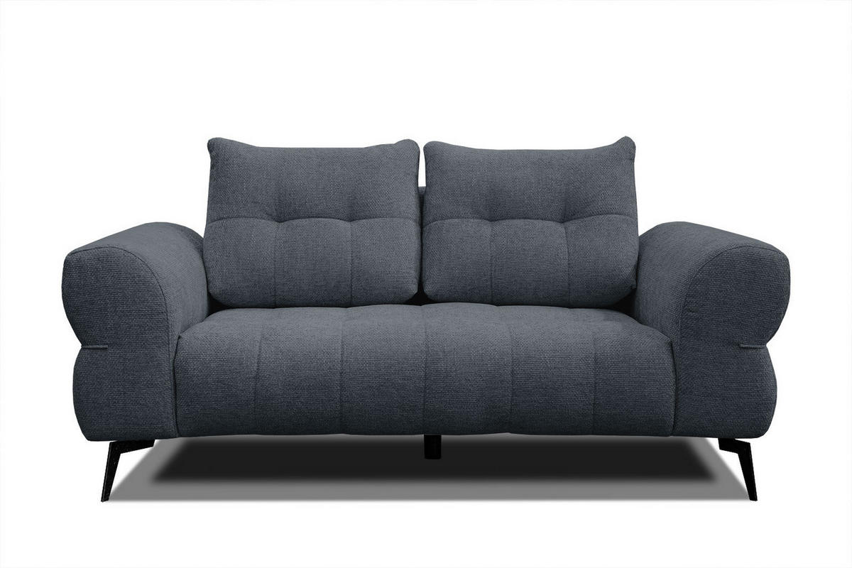 SOFA SALVINI 2-Sitzer, dunkelblau - Schwarz/Dunkelblau, Holzwerkstoff/Textil (176/88/99cm) - Courtois Laville
