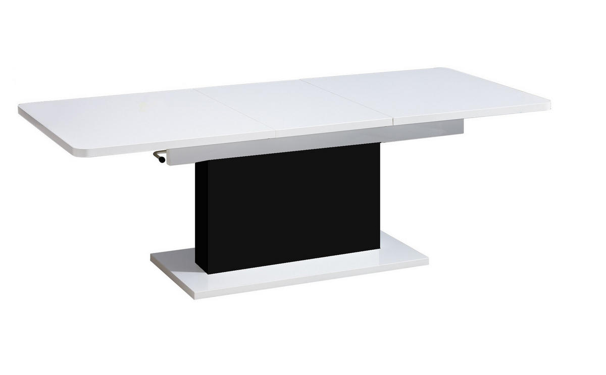 COUCHTISCH rechteckig Weiß Hochglanz - Schwarz matt 126/70/58 cm - Weiß Hochglanz/Schwarz, Holzwerkstoff (70/126/57cm) - designimpex