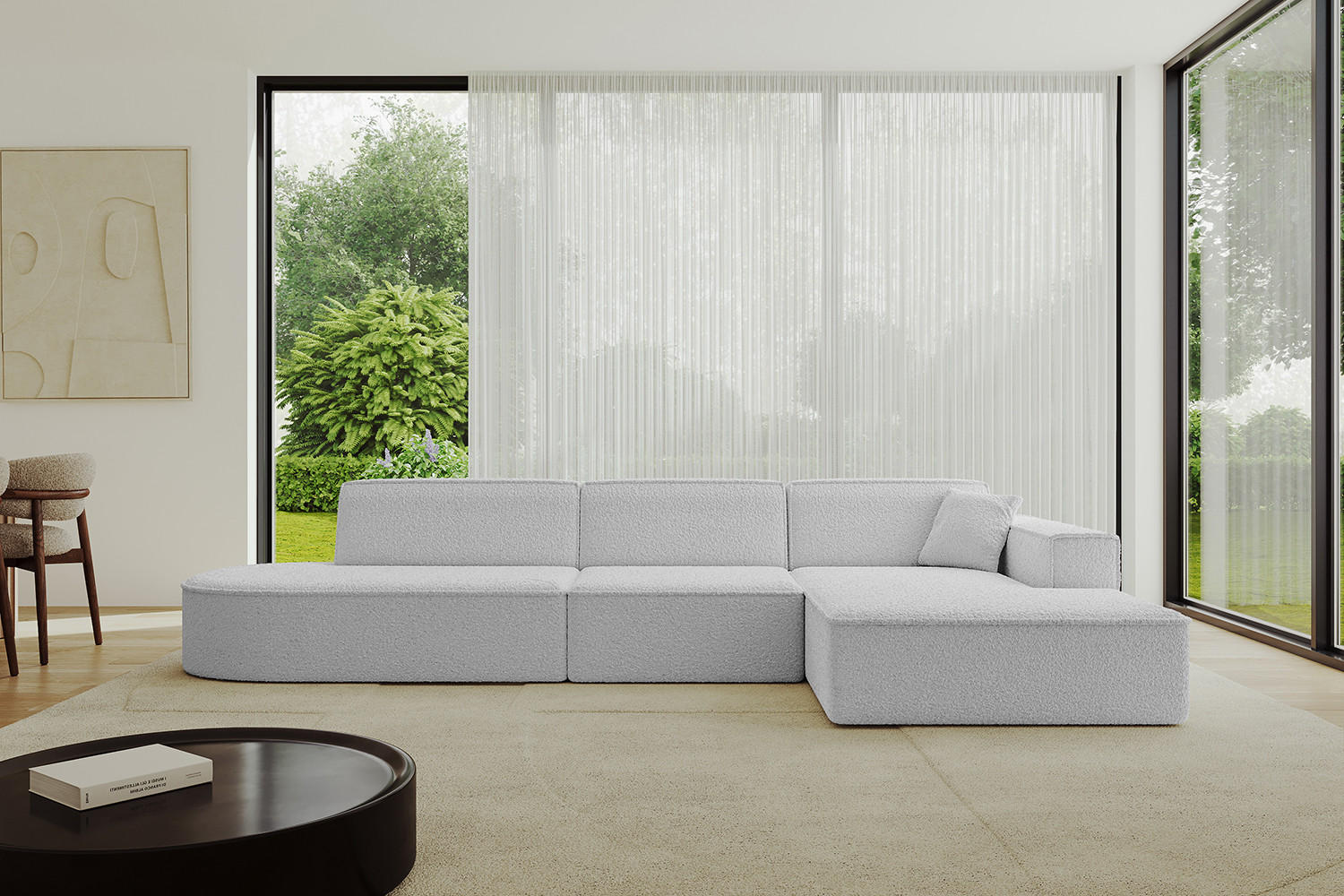 ECKSOFA Ottomane Rechts IREA-L2-v4 - 328x171x79 cm Hellgrau - Hellgrau, Holzwerkstoff/Textil (171/328cm) - ALTDECOR