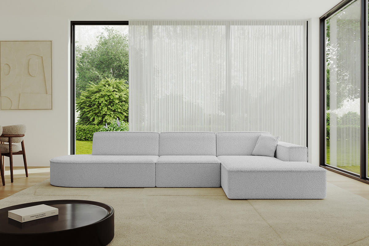 ECKSOFA Ottomane Rechts IREA-L2-v4 - 318x165x72,5 cm Hellgrau - Hellgrau, Holzwerkstoff/Textil (318/165cm) - ALTDECOR